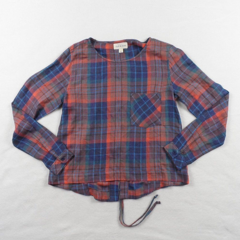 Cloth & Stone Plaid Lace Up Long Sleeve Flannel